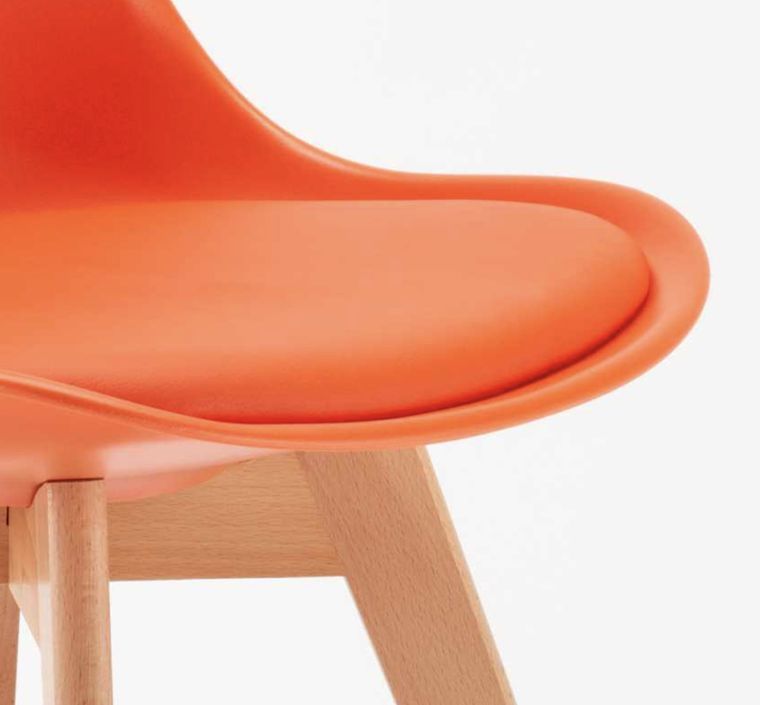 Chaise naturel et orange avec coussin simili cuir Anko - Lot de 2 - Photo n°3