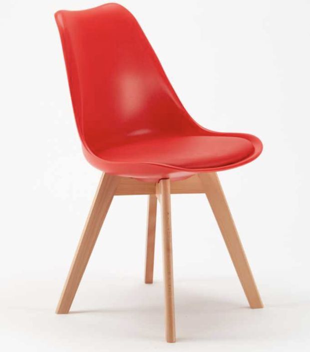 Chaise naturel et rouge avec coussin simili cuir Anko - Lot de 2 - Photo n°1