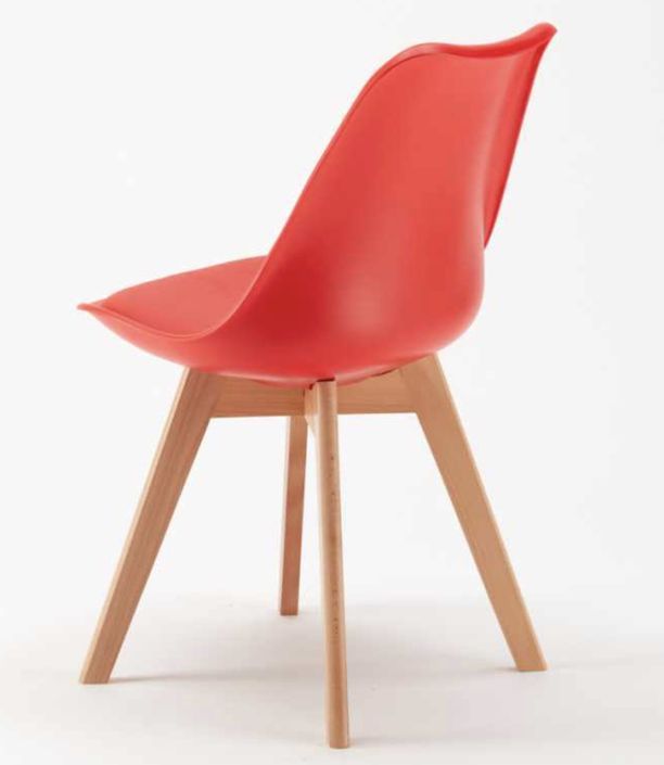 Chaise naturel et rouge avec coussin simili cuir Anko - Lot de 2 - Photo n°2