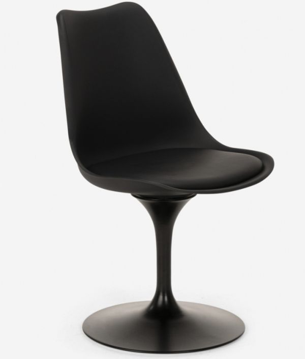 Chaise noire pivotante avec coussin simili cuir Tulipa - Photo n°3