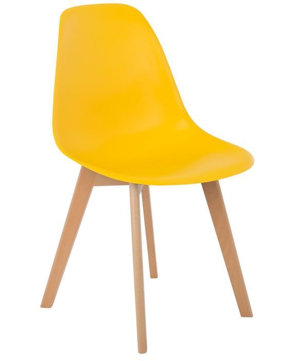 Chaise nordique jaune et pieds hêtre clair Nordo - Lot de 2 - Photo n°1