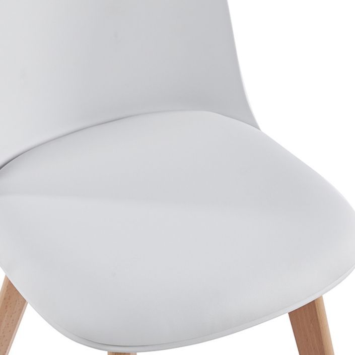 Chaise nordique naturel et blanc avec un coussin d'assise en simili cuir Dekan - Photo n°3