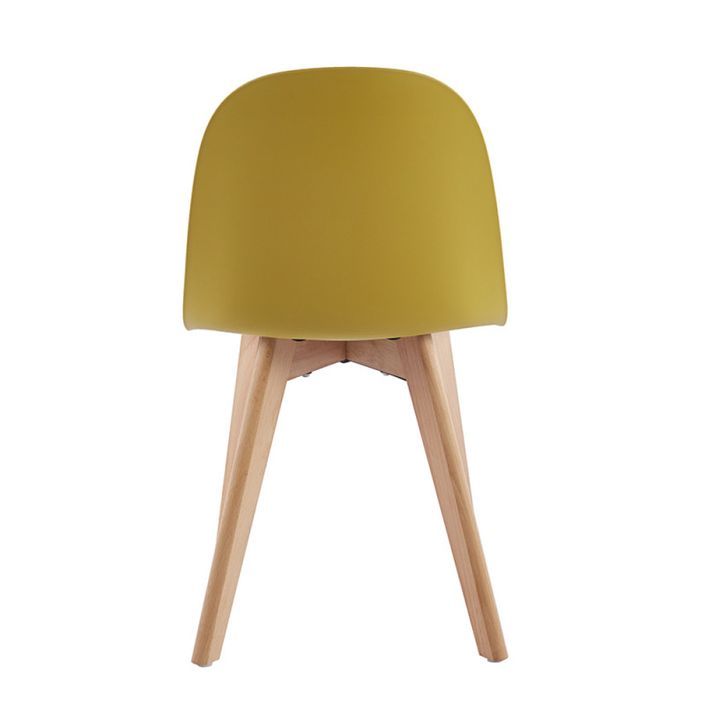 Chaise nordique naturel et jaune avec un coussin d'assise en simili cuir Dekan - Photo n°4