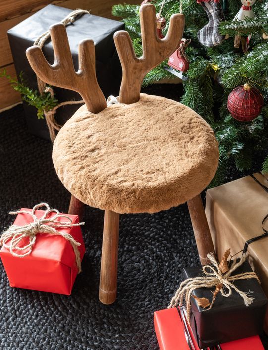 Chaise oreille de cerf en bois massif naturel Bambi - Photo n°3