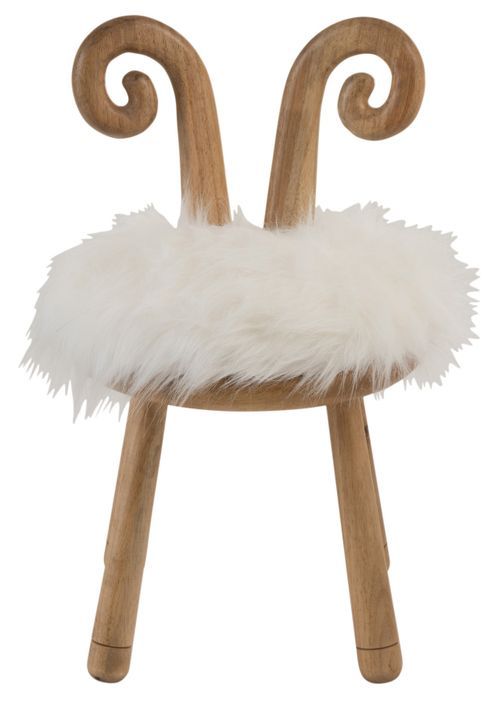 Chaise oreille de mouton bois naturel et blanc D 36 cm - Photo n°2
