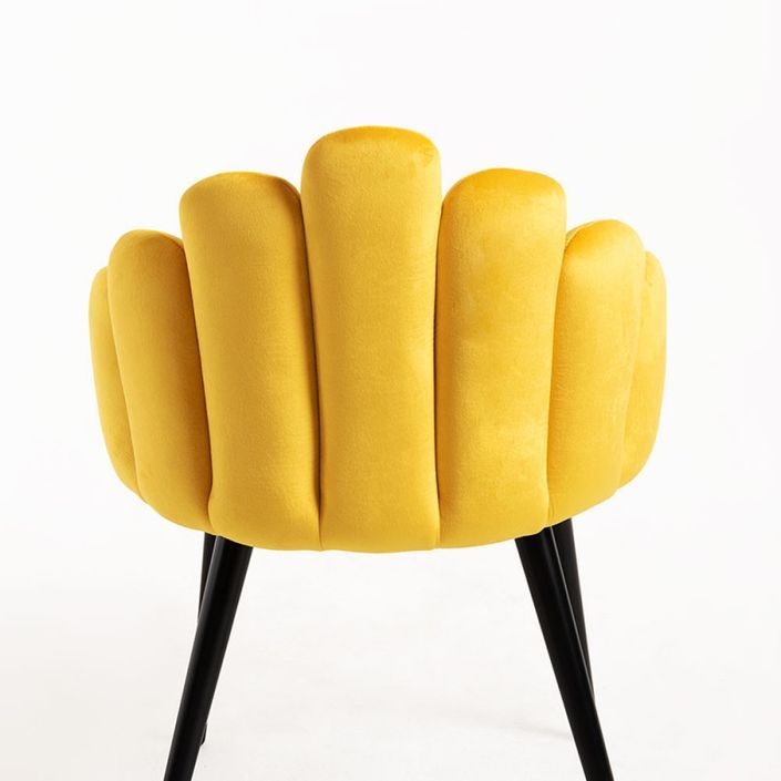 Chaise originale velours jaune et pieds métal noir Achille - Lot de 2 - Photo n°3