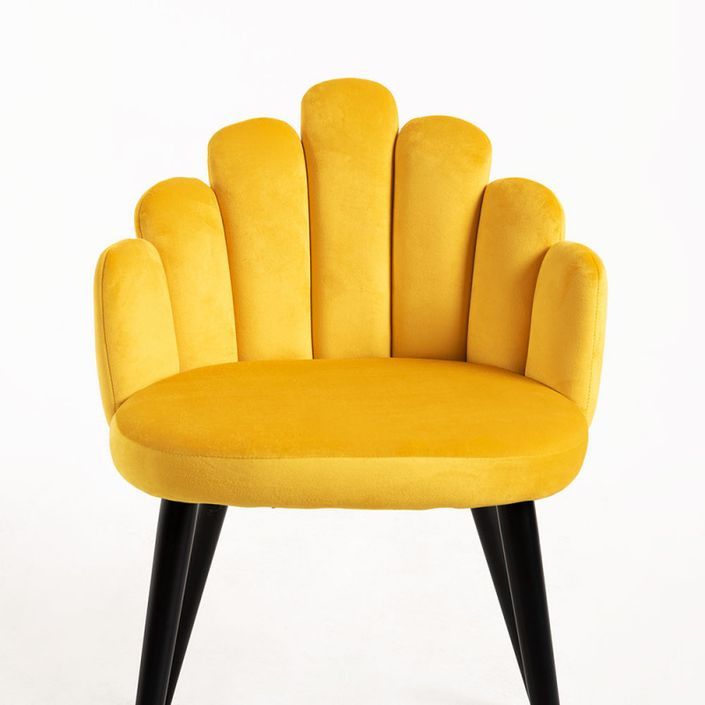 Chaise originale velours jaune et pieds métal noir Achille - Lot de 2 - Photo n°5