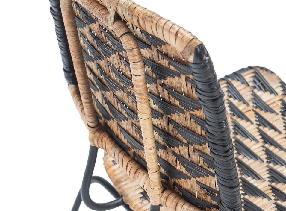 Chaise osier naturel et noir avec pieds métal noir Kivy - Photo n°4