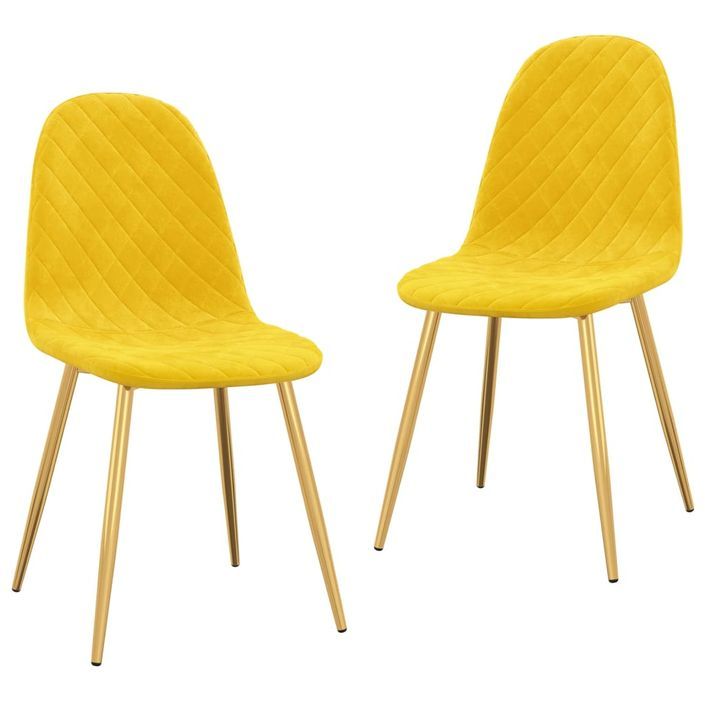 Chaise pieds métal doré et assise velours jaune Skyla - Lot de 2 - Photo n°1