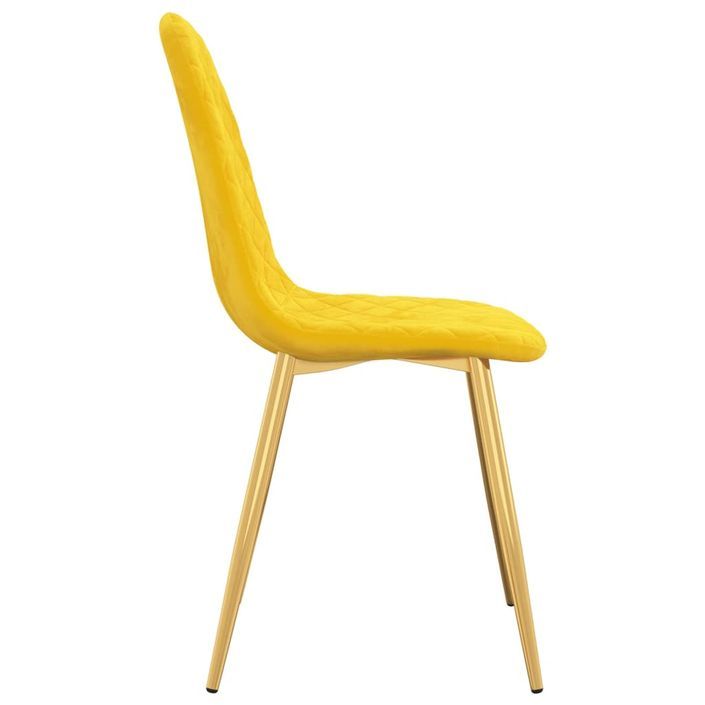 Chaise pieds métal doré et assise velours jaune Skyla - Lot de 2 - Photo n°5