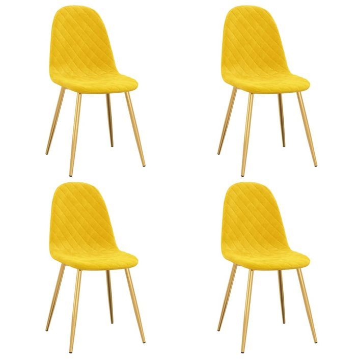 Chaise pieds métal doré et assise velours jaune Skyla - Lot de 4 - Photo n°1