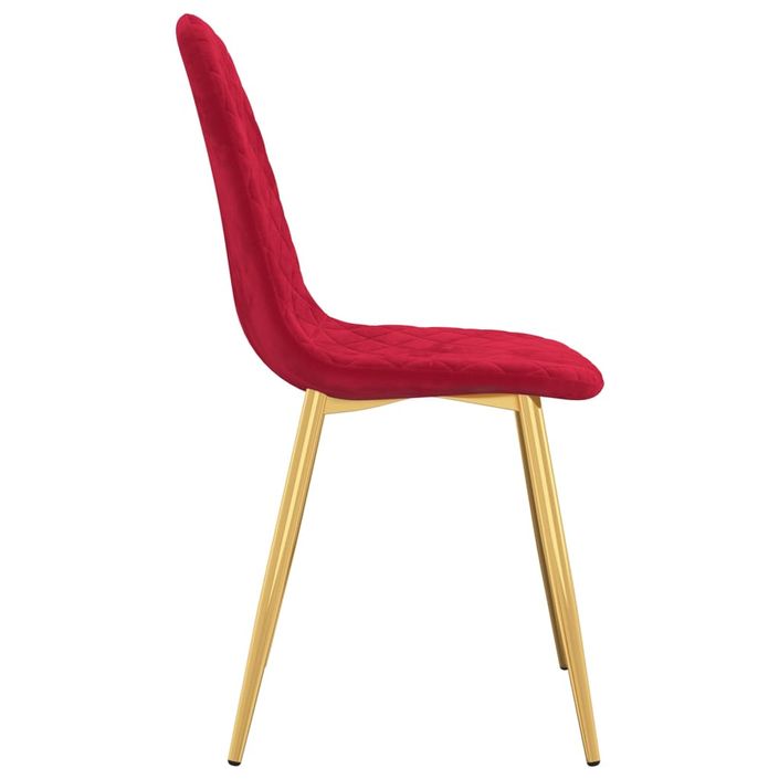 Chaise pieds métal doré et assise velours rouge Skyla - Lot de 2 - Photo n°5