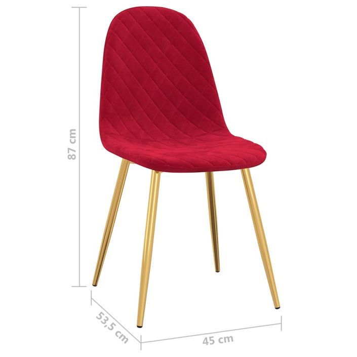 Chaise pieds métal doré et assise velours rouge Skyla - Lot de 2 - Photo n°8