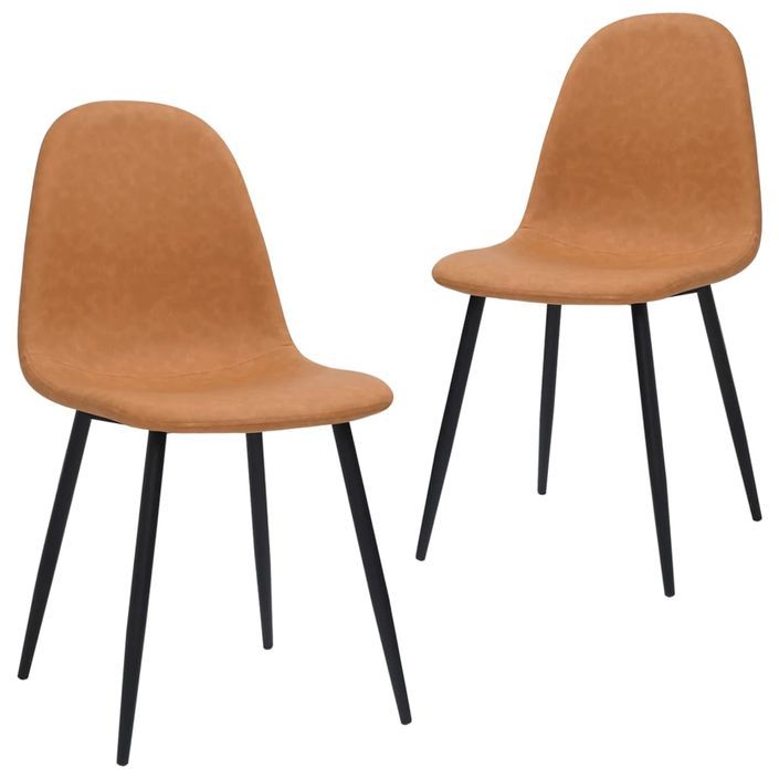 Chaise pieds métal noir et assise simili cuir marron clair Skyla - Lot de 2 - Photo n°1