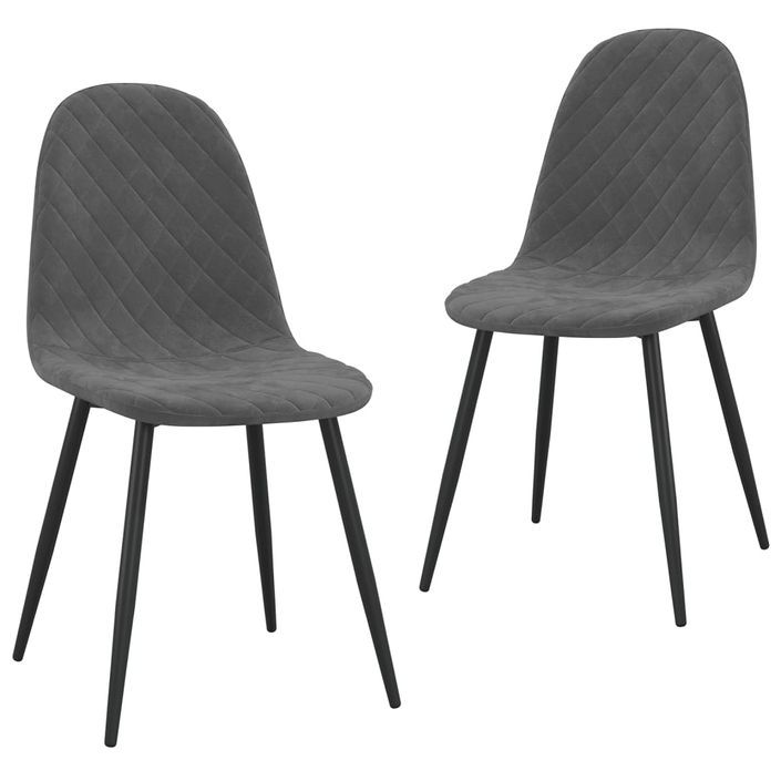 Chaise pieds métal noir et assise velours gris foncé Skyla - Lot de 2 - Photo n°1