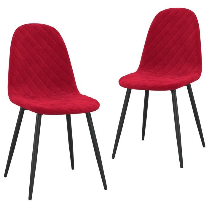 Chaise pieds métal noir et assise velours rouge bordeaux Skyla - Lot de 2 - Photo n°1