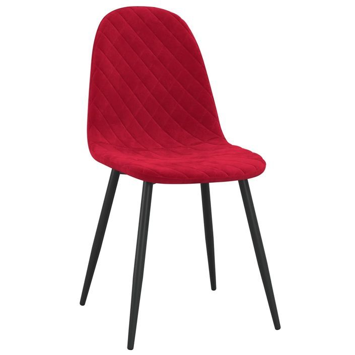 Chaise pieds métal noir et assise velours rouge bordeaux Skyla - Lot de 2 - Photo n°3