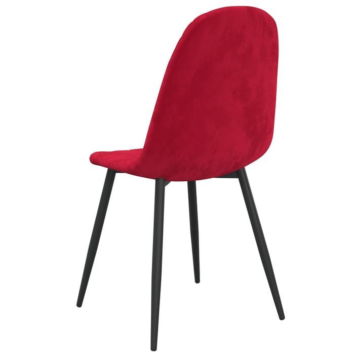 Chaise pieds métal noir et assise velours rouge bordeaux Skyla - Lot de 2 - Photo n°6