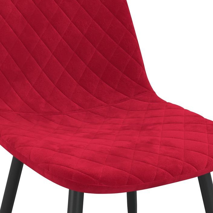 Chaise pieds métal noir et assise velours rouge bordeaux Skyla - Lot de 2 - Photo n°7