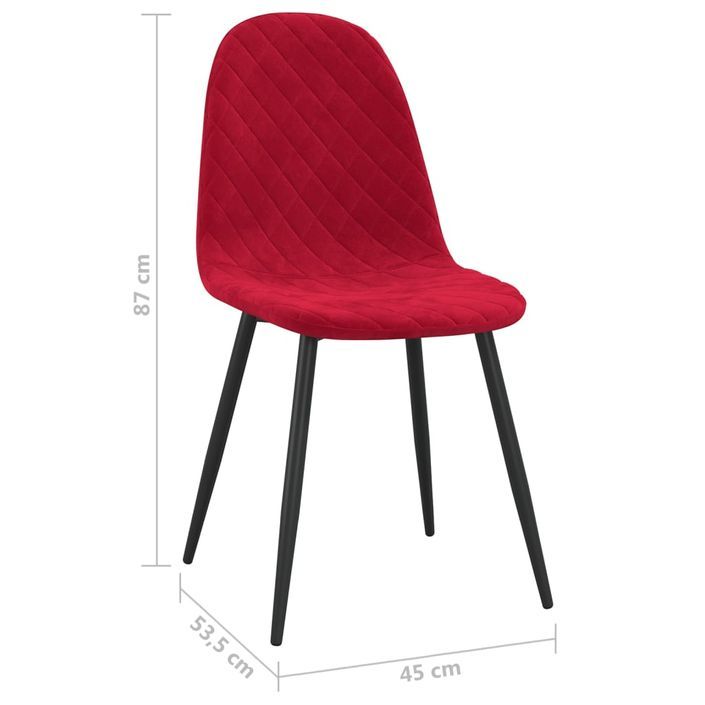 Chaise pieds métal noir et assise velours rouge bordeaux Skyla - Lot de 2 - Photo n°8