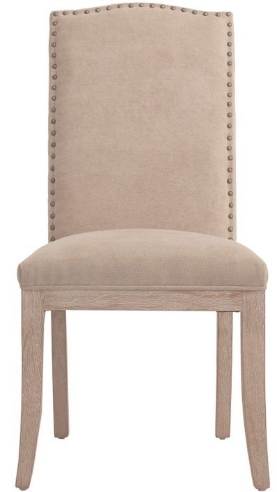 Chaise pin massif clair et tissu beige Kanto - Lot de 2 - Photo n°1