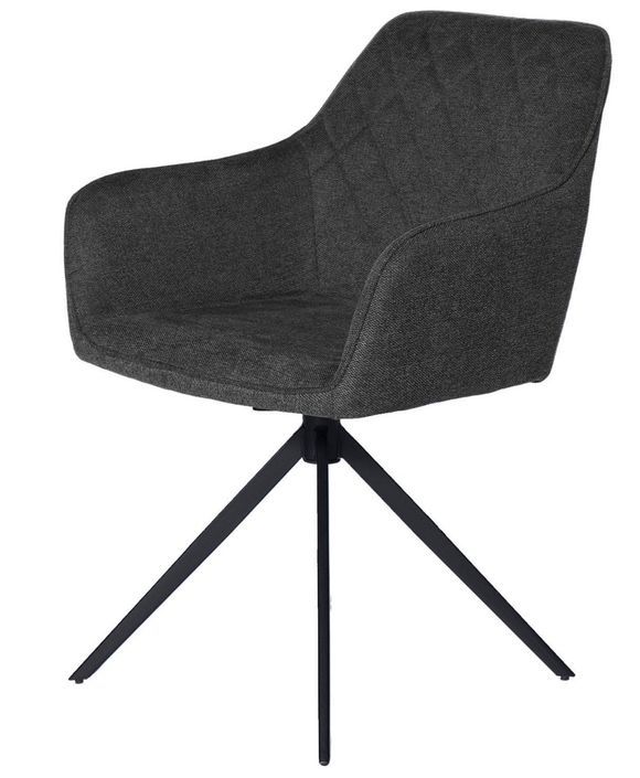 Chaise pivotante à 180º avec accoudoir tissu et pieds métal noir Valera - Photo n°8