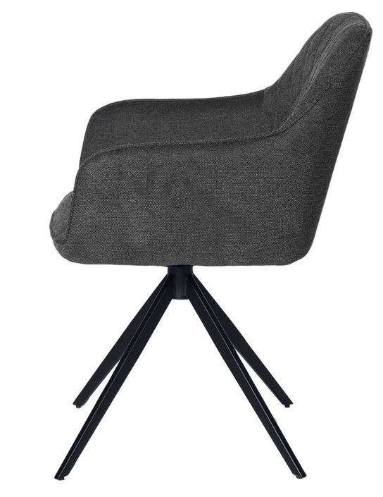 Chaise pivotante à 180º avec accoudoir tissu et pieds métal noir Valera - Photo n°9