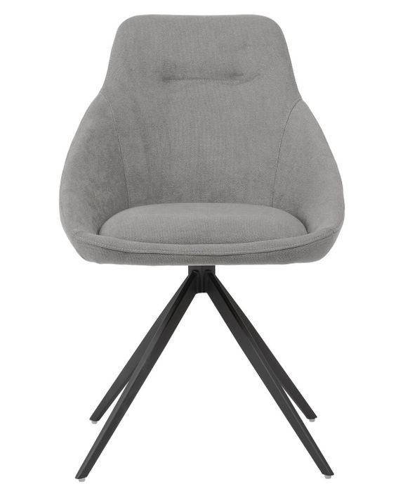 Chaise pivotante à 180º avec accoudoirs tissu gris clair et pieds métal noir Kalo - Photo n°3