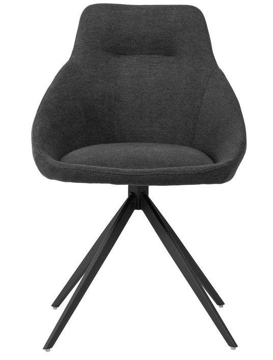 Chaise pivotante à 180º avec accoudoirs tissu gris foncé et pieds métal noir kalo - Photo n°3