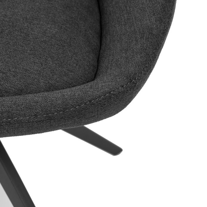 Chaise pivotante à 180º avec accoudoirs tissu gris foncé et pieds métal noir kalo - Photo n°6