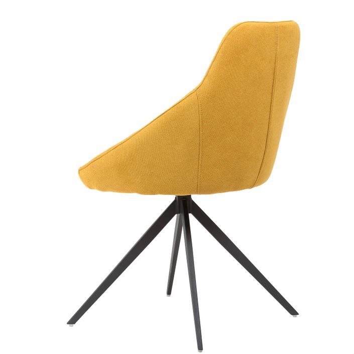 Chaise pivotante à 180º avec accoudoirs tissu jaune moutarde et pieds métal noir Kalo - Photo n°2