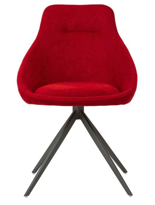 Chaise pivotante à 180º avec accoudoirs tissu rouge et pieds métal noir Kalo - Photo n°3