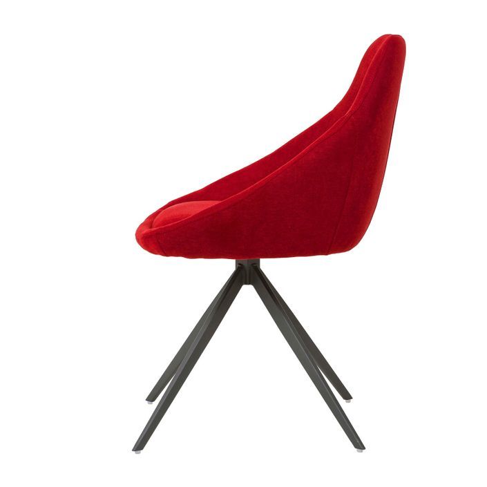 Chaise pivotante à 180º avec accoudoirs tissu rouge et pieds métal noir Kalo - Photo n°4
