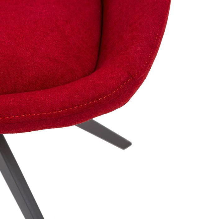 Chaise pivotante à 180º avec accoudoirs tissu rouge et pieds métal noir Kalo - Photo n°6