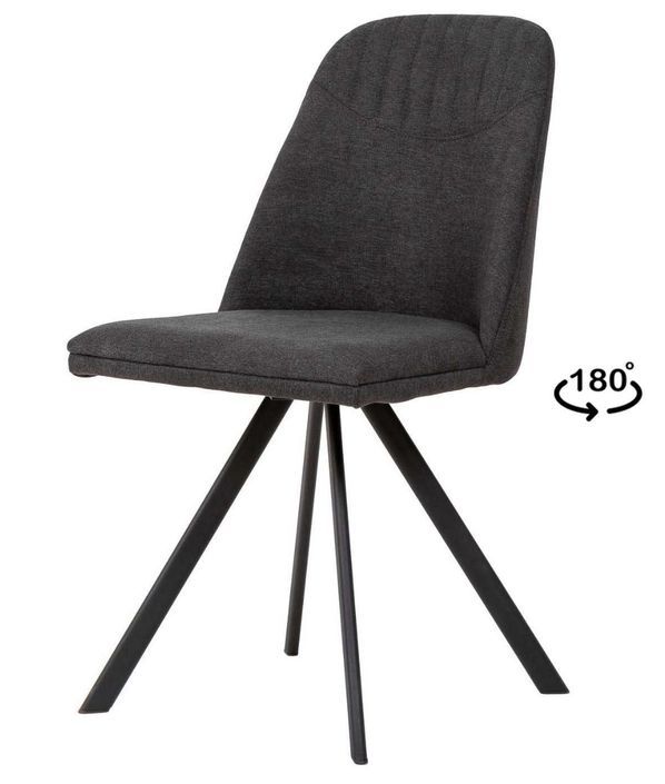 Chaise pivotante à 180º tissu et pieds métal noir Kriza - Photo n°4