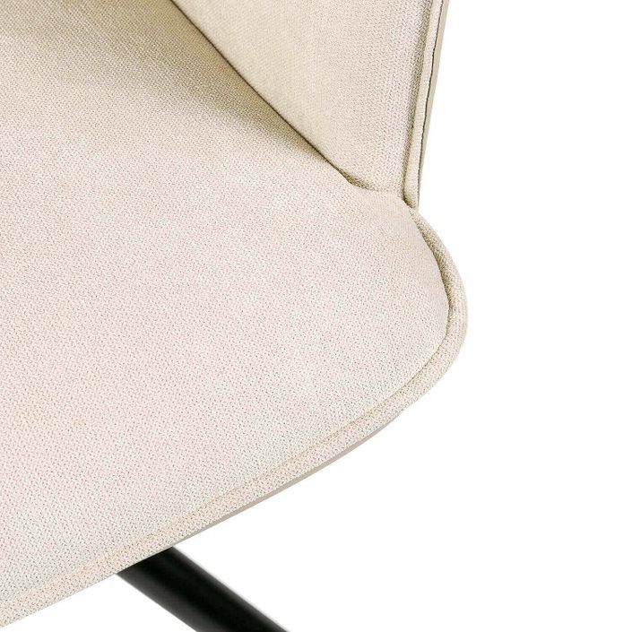 Chaise pivotante à 360º avec accoudoirs tissu beige clair et pieds métal noir Larko - Photo n°6