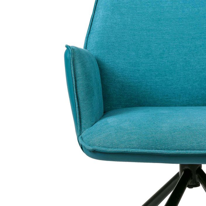 Chaise pivotante à 360º avec accoudoirs tissu bleu et pieds métal noir Larko - Photo n°5