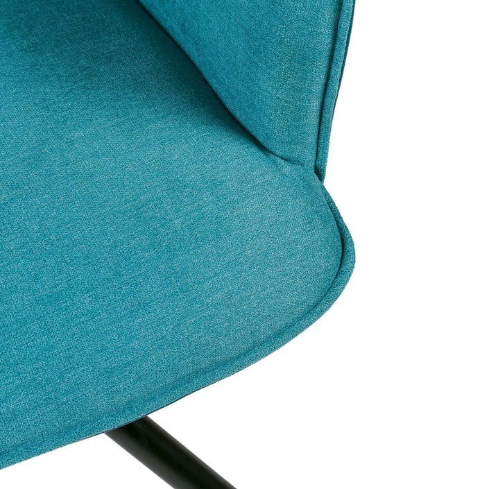 Chaise pivotante à 360º avec accoudoirs tissu bleu et pieds métal noir Larko - Photo n°6