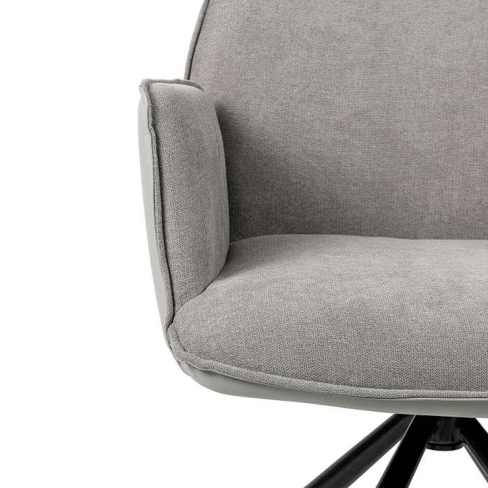 Chaise pivotante à 360º avec accoudoirs tissu gris clair et pieds métal noir Larko - Photo n°5