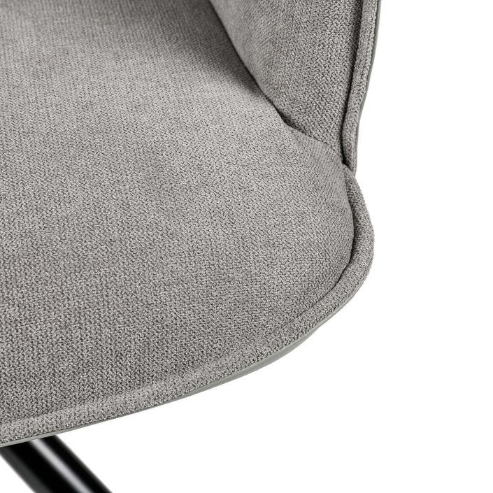 Chaise pivotante à 360º avec accoudoirs tissu gris clair et pieds métal noir Larko - Photo n°6