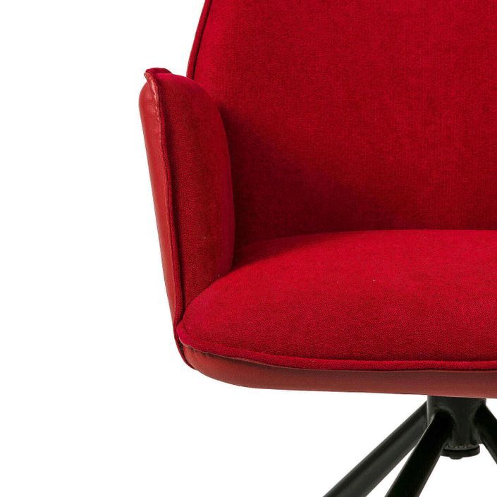Chaise pivotante à 360º avec accoudoirs tissu rouge et pieds métal noir Larko - Photo n°5