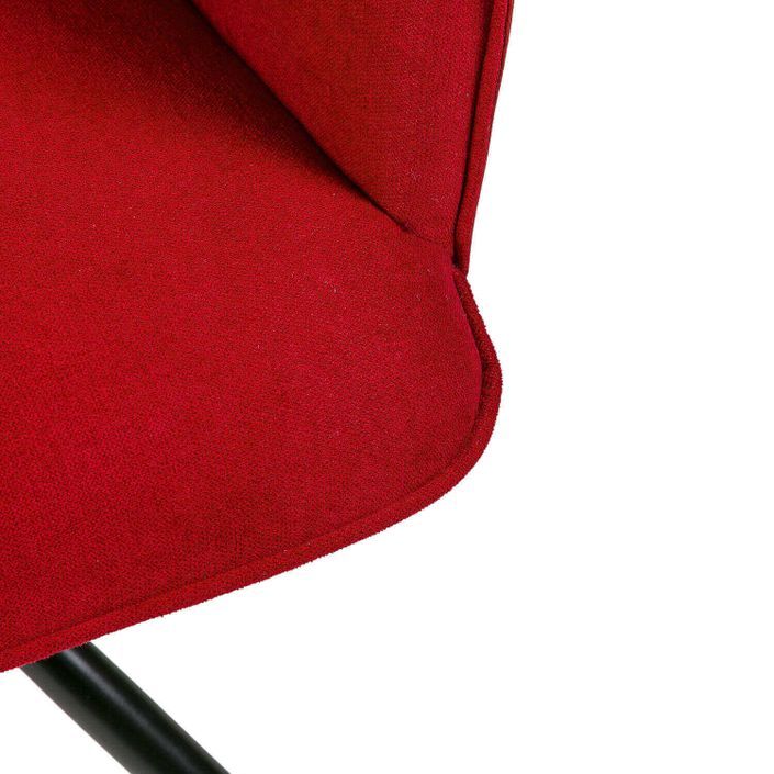 Chaise pivotante à 360º avec accoudoirs tissu rouge et pieds métal noir Larko - Photo n°6