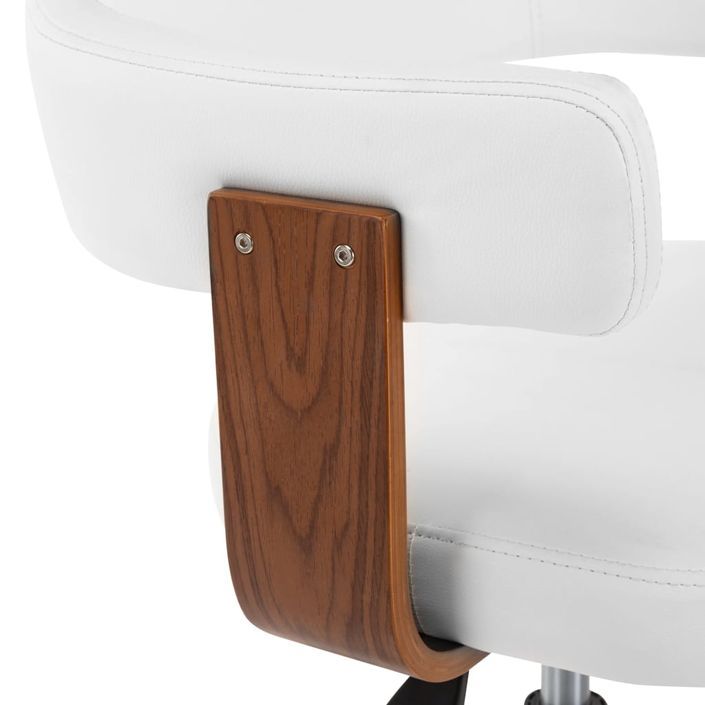 Chaise pivotante de bureau Blanc Bois courbé et similicuir 4 - Photo n°5