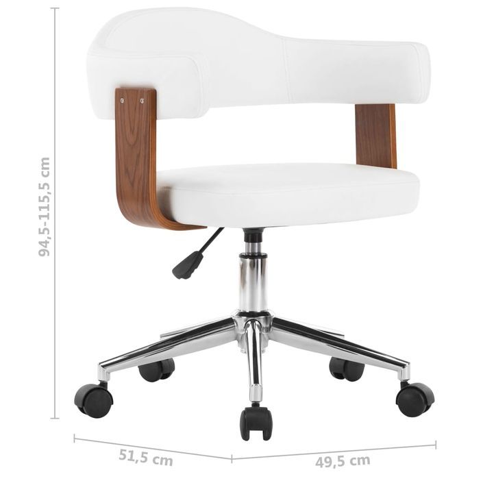 Chaise pivotante de bureau Blanc Bois courbé et similicuir 4 - Photo n°7