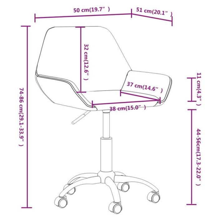 Chaise pivotante de bureau Crème Tissu 6 - Photo n°8