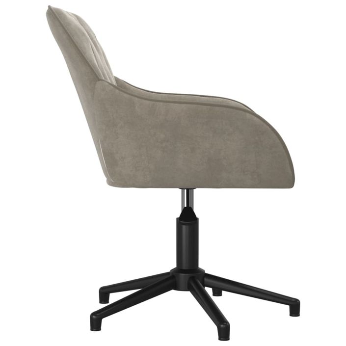 Chaise pivotante de bureau Gris clair Velours - Photo n°4