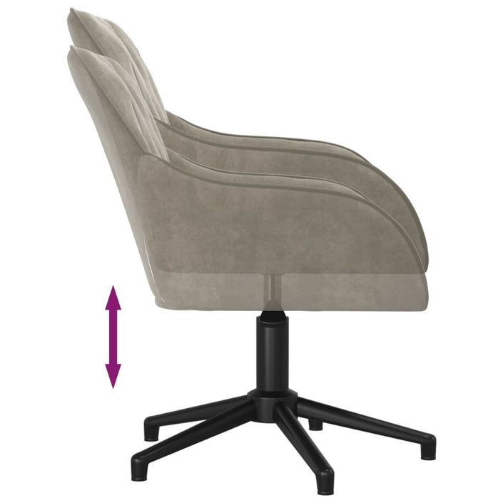 Chaise pivotante de bureau Gris clair Velours - Photo n°6