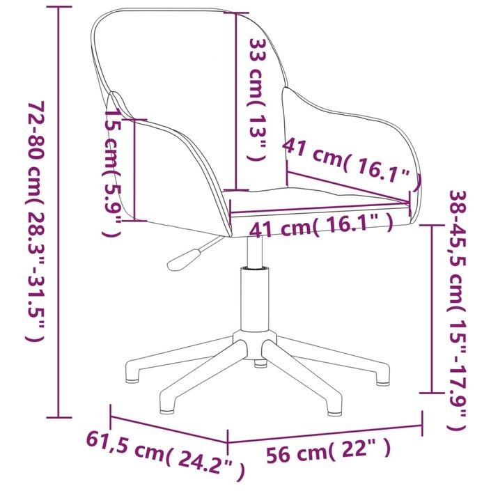 Chaise pivotante de bureau Gris clair Velours - Photo n°9