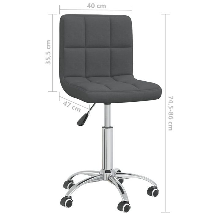 Chaise pivotante de bureau Gris foncé Tissu 12 - Photo n°8