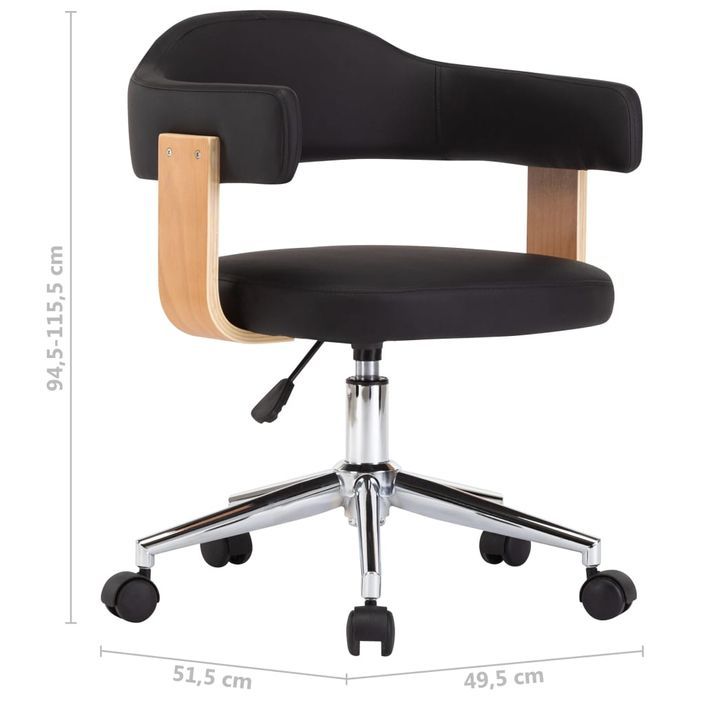 Chaise pivotante de bureau Noir Bois courbé et similicuir 4 - Photo n°8